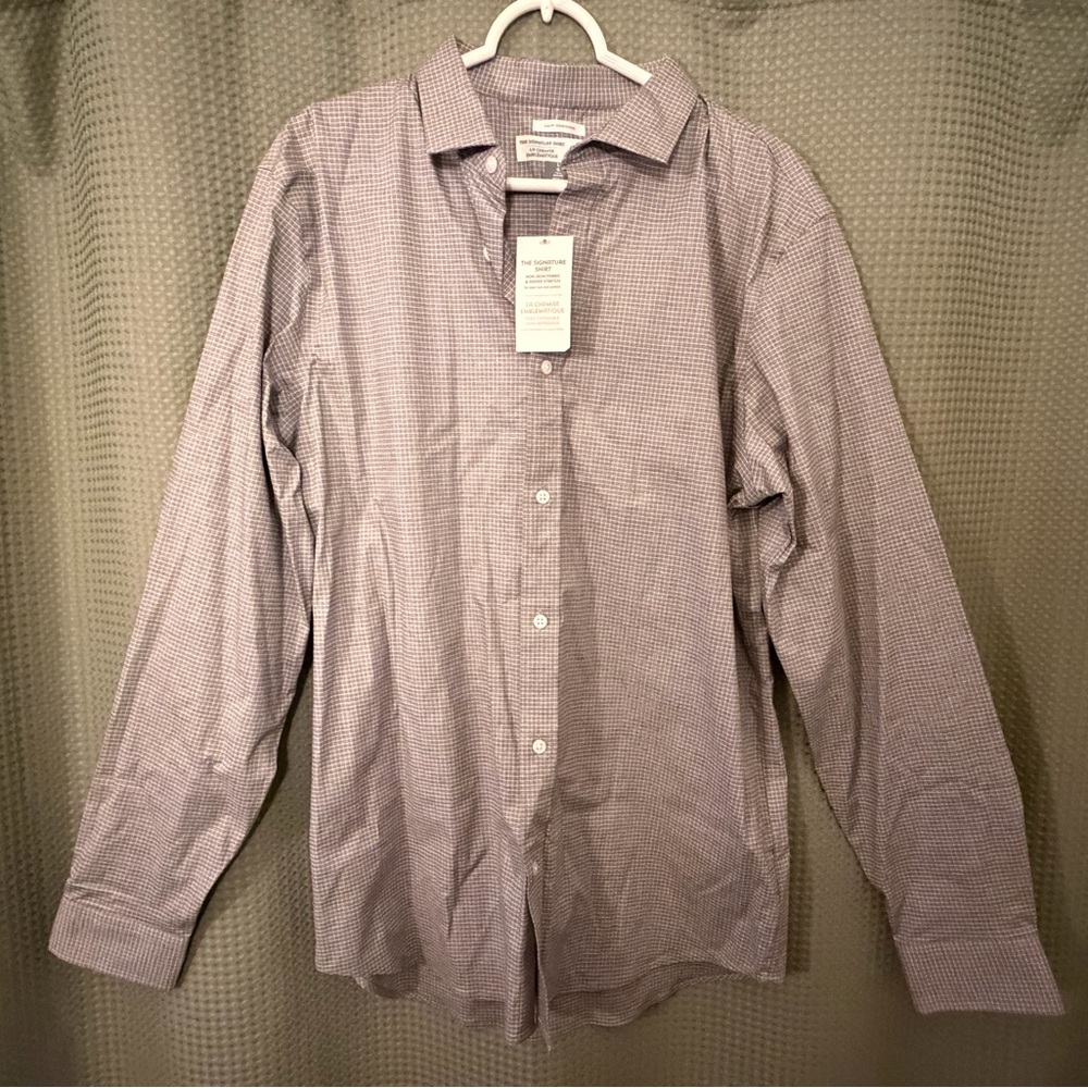 Old Navy Men's Purple Checkered Dress Shirt